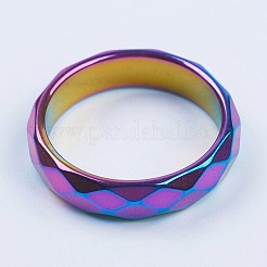 非磁性合成ヘマタイトリング  多面カット  ワイドバンドリング  マルチカラーメッキ  サイズ11  20.5mm  6mm&nbsp;RJEW-I051-01-A