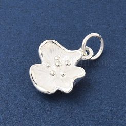 925 Sterling Silver Flower Charms with Jump Rings and 925 Stamp&nbsp;STER-M021-02S-03