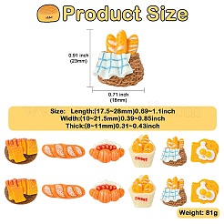 30個6スタイル不透明樹脂カボション  模造食品  パン  混合図形  17.5~28x10~21.5x8~11mm  5個/スタイル&nbsp;RESI-CJ0004-29