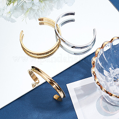 2Pcs 2 Colors Stainless Steel Open Cuff Bangles&nbsp;BJEW-SC0001-67B