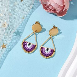 Seed Bead Teardrop Stud Earrings&nbsp;EJEW-MZ00251-03