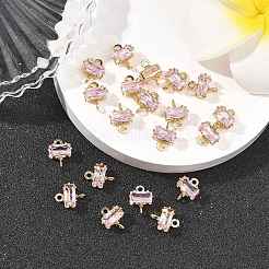 SHEGRACE Brass Pave Cubic Zirconia Rectangle Connector Charms&nbsp;XGRQ2O964-438B-G