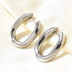 201 ステンレススチールフープピアス  304ステンレスピン付き  オーバル  ステンレス鋼色  23x18.5x4mm&nbsp;LS-EJEW-Q026-12P-A