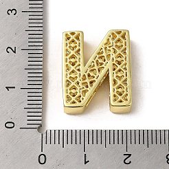 真鍮ビーズ  カドミウムフリー＆鉛フリー  クリアキュービックジルコニア  文字N  20x16.5x5.5mm  穴：4.5x2.5mm&nbsp;KK-D098-04N-G