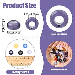 30個のガラスヨーロッパビーズ  大穴ビーズ  多面カット  ロンデル  ミックスカラー  11.5x5.5~7.5mm  穴：5.5~6mm&nbsp;GLAA-YW0005-24