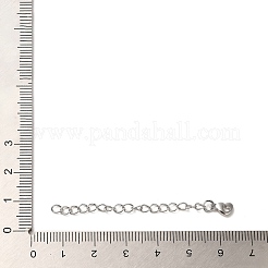 ラックメッキ真鍮カーブチェーンエクステンダー  中空のハートドロップが付いたエンドチェーン  プラチナメッキ  62mm&nbsp;KK-Q807-10P