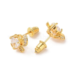 Rack Plating Brass Micro Pave Cubic Zirconia Stud Earrings&nbsp;EJEW-I304-06G