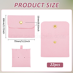 Microfiber Cloth Jewelry Storage Bags with Brass Button&nbsp;ABAG-WH0070-05B