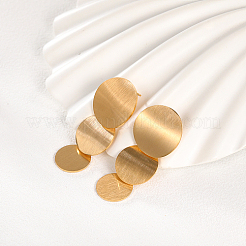 Brushed Round 201 Stainless Steel Dangle Stud Earring&nbsp;XW5128-1