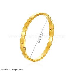 ハニカム六角形304ステンレススチール製オープンヒンジ式カフバングル（女性用）  18KGP本金メッキ  内径：2.28インチ（5.8cm）&nbsp;TF6134