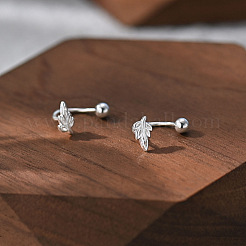 S999 ファインシルバースタッドピアス  葉  銀  7x4mm&nbsp;EJEW-A127-04S