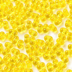 ガラスシードビーズ  透明色  ピーナッツ  ゴールド  2~2.5x4x2mm  穴：0.8~0.9mm  約15000個/ポンド&nbsp;SEED-A033-03A-03