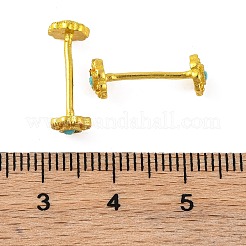 Brass with Synthetic Turquoise Stud Earring Findings&nbsp;KK-G502-13G