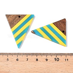 エポキシ樹脂とクルミ材のペンダント  幾何学的なチャーム  三角形  36.5x30.5x3.5mm  穴：1.8mm&nbsp;RESI-N039-121T