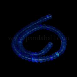 曇った透明ガラスビーズ連売り  ロンデル  モーブ  8x5mm  穴：1mm  約75個/連  14.96''（38センチメートル）&nbsp;FGLA-M002-01E