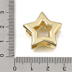 真鍮のスライドチャーム  スター  カドミウムフリー＆鉛フリー  ラックめっき  長持ちメッキ  18KGP本金メッキ  23.5x24x7.5mm  穴：3.5x18mm&nbsp;KK-CBAEEA8-07G