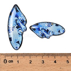 4個4スタイル透明エポキシ樹脂ペンダント  ウイング  スパンコールと金箔付き  ブルー  29~39x14〜X 2.5mm  穴：1mm&nbsp;RESI-B032-03E