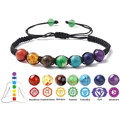 Round Natural Mixed Gemstone Braided Bead Bracelet&nbsp;BJEW-YW0001-11