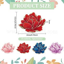 4 個 4 色花布パッチ装飾  ミックスカラー  95x120x1mm  1pc /カラー&nbsp;DIY-FG0005-65