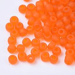 12/0つや消しラウンドガラスシードビーズ  オレンジ  サイズ：直径約2mm  穴：1mm  約3304個/50g&nbsp;X-SEED-A008-2mm-M9