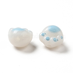 不透明なアクリルビーズ  猫の足  ライトスカイブルー  11x12x9.7mm  穴：1.6mm&nbsp;X1-FIND-I029-02B