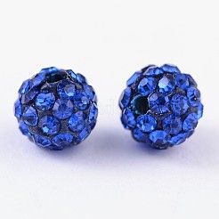 パヴェボールディスコビーズ  樹脂粘土ラインストーンビーズ  グレードA  サファイア  pp15（2.1~2.2mm）  14mm  穴：1.8mm&nbsp;RB-Q195-14mm-206