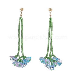 Brass Glass Dangle Stud Earrings&nbsp;EJEW-TA00711-03