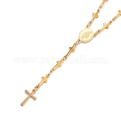 304 Stainless Steel Rosary Bead Necklaces&nbsp;NJEW-E133-02G