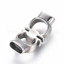 304ステンレススチールリンク  レザーコードブレスレット作り用  長方形  アンティークシルバー  19.5x44x8mm  穴：12x6mm&nbsp;STAS-I120-68AS