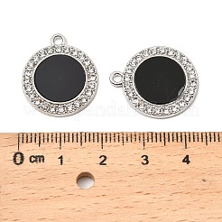 合金ラインストーンペンダント  アクリル  フラットラウンド  プラチナ  22x19x2.5mm  穴：1.8mm&nbsp;FIND-B051-08P