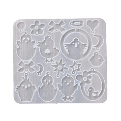 子猫のイヤリングペンダント DIY シリコン型  レジン型  UVレジン用  エポキシ樹脂工芸品作り  122x134x4.5mm  内径：14.5~45x9~45mm  穴：2mm&nbsp;X1-DIY-Q033-08A