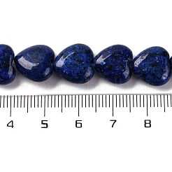 天然ラピスラズリ染めビーズ連売り  ハート  11.5~12x11.5~12x5~5.5mm  穴：1mm  約33個/連  15.16''（38.5センチメートル）&nbsp;G-I372-A19-01