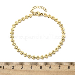 女性用304ステンレススチールトライアングルリンクチェーンブレスレット  イオンプレーティング（ip）  ゴールドカラー  7-1/4インチ（18.3cm）&nbsp;BJEW-F488-23G