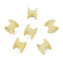 真鍮ダブルビーズキャップ  ニッケルフリー  花  14KGP本金メッキ  8.5x7mm  穴：3mm&nbsp;KK-N259-23