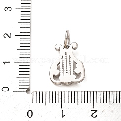 304ステンレススチールラインストーンペンダント  楽器チャーム  ステンレス鋼色  14.5x11.5x2.5mm  穴：4mm&nbsp;RB-CBA1537-03P