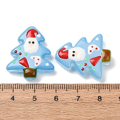 クリスマステーマの手作りランプワークビーズ  クリスマスツリー  ライトスカイブルー  25~26.5x18.5~22.5x6.5~7.5mm  穴：1.6~1.8mm&nbsp;LAMP-I027-07J