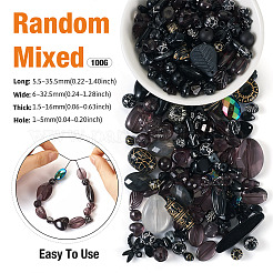 透明/不透明アクリルビーズ100g  混合図形  ブラック  5.5~35.5x6~32.5x1.5~16mm  穴：1~5mm&nbsp;MACR-TA0001-50F