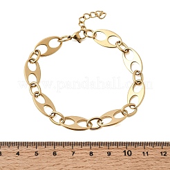 304ステンレススチール製オーバルリンクチェーンブレスレット女性用男性用  カニカン付き  イオンプレーティング（ip）  長持ちメッキ  18KGP本金メッキ  8.07インチ（20.5cm）&nbsp;BJEW-L720-03G