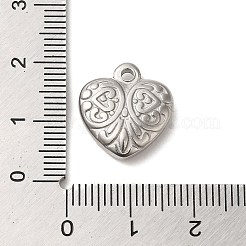 変色しない304ステンレススチールペンダント  ハートチャーム  ステンレス鋼色  16.5x15x4mm  穴：1.8mm&nbsp;X-STAS-R223-02D