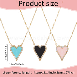 3Pcs 3 Colors Rhinestone Heart Pendant Necklace&nbsp;NJEW-AN0001-69