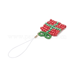 Christmas Glass Seed Beaded Pendant Decorations&nbsp;HJEW-TA00013-05
