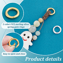 2Pcs 2 Colors 925 Sterling Silver Spring Gate Rings&nbsp;FIND-PH0022-62