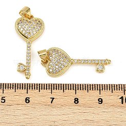 Brass Micro Pave Clear Cubic Zirconia Pendants&nbsp;KK-S526-63G