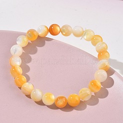7MM Natural Yellow Shell Round Beaded Stretch Bracelets&nbsp;SH-CBACA76-18C
