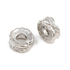真鍮ビーズ  フラットラウンド  ラックめっき  長持ちメッキ  鉛フリー＆カドミウムフリー  プラチナ  7x3mm  穴：2.5mm&nbsp;KK-CBA78C7-09P