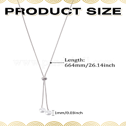 1Pc 1MM Brass Round Snake Chain Slider Lariat Necklaces&nbsp;NJEW-LP0009-12P