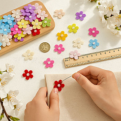 220個 11色 糸くずの花飾りアクセサリー  プラスチックパールビーズ付き  ドレス衣装の装飾用  ミックスカラー  25x4.5mm  20個/カラー&nbsp;DIY-MA0006-89