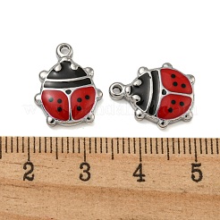 304ステンレススチールエナメルペンダント  てんとう虫のチャーム  ステンレス鋼色  15.5x12.5x3mm  穴：1.4mm&nbsp;STAS-Z081-03P-02