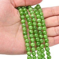 天然石馬山ジェイドラウンドビーズ連売り  染め  薄緑  6mm  穴：1mm  約69個/連  15.7インチ&nbsp;G-D263-6mm-XS17
