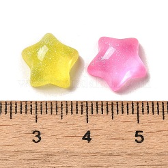 透明樹脂デコデンカボション、グリッターパウダー付き  ミックスカラー  スター  11.5x11.5x5.5mm&nbsp;X-RESI-E053-08E